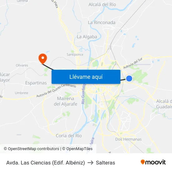 Avda. Las Ciencias (Edif. Albéniz) to Salteras map