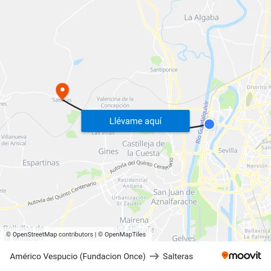 Américo Vespucio (Fundacion Once) to Salteras map