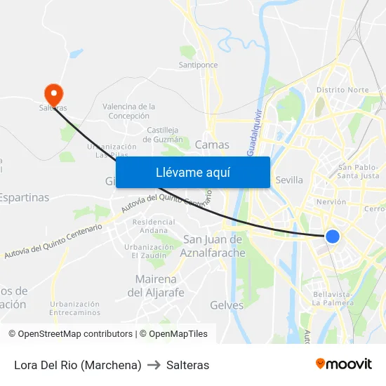Lora Del Rio (Marchena) to Salteras map