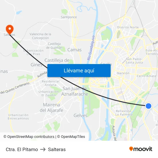 Ctra. El Pítamo to Salteras map