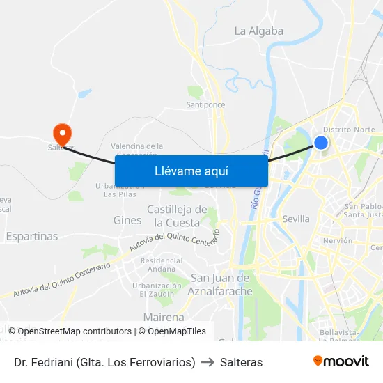 Dr. Fedriani (Glta. Los Ferroviarios) to Salteras map