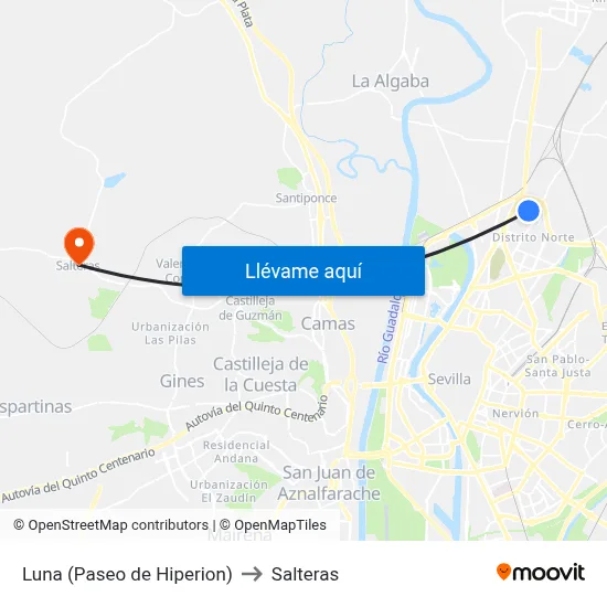 Luna (Paseo de Hiperion) to Salteras map