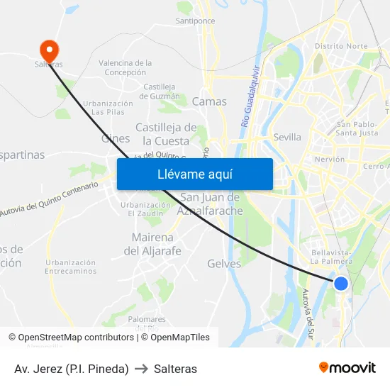 Av. Jerez (P.I. Pineda) to Salteras map