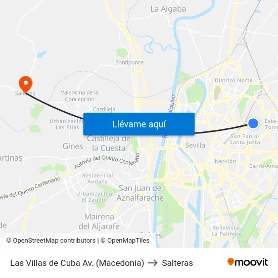 Las Villas de Cuba  Av. (Macedonia) to Salteras map