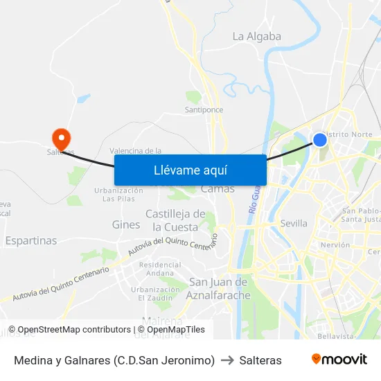 Medina y Galnares (C.D.San Jeronimo) to Salteras map