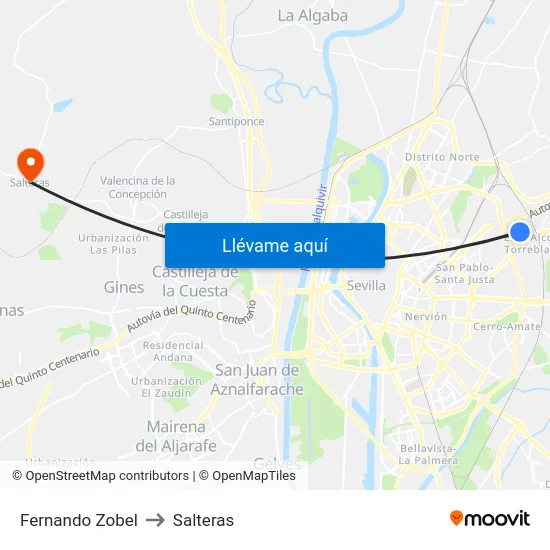 Fernando Zobel to Salteras map