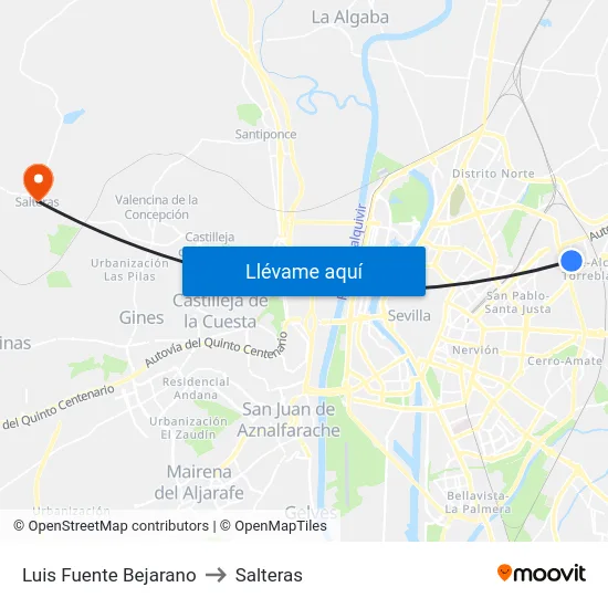 Luis Fuente Bejarano to Salteras map