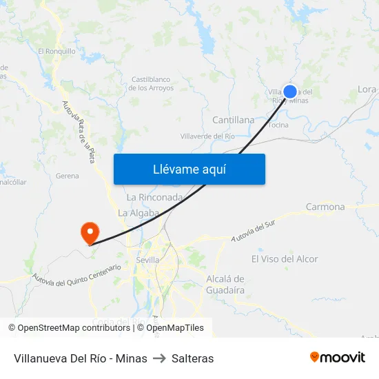 Villanueva Del Río - Minas to Salteras map