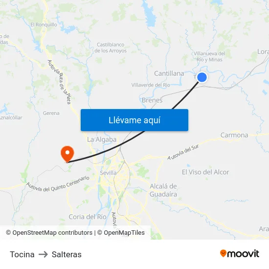 Tocina to Salteras map