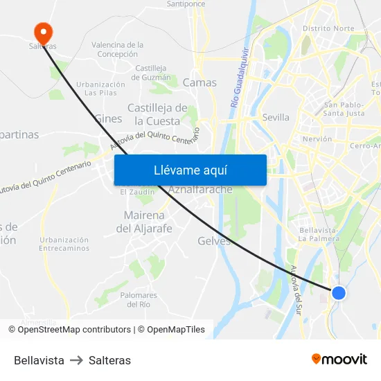 Bellavista to Salteras map