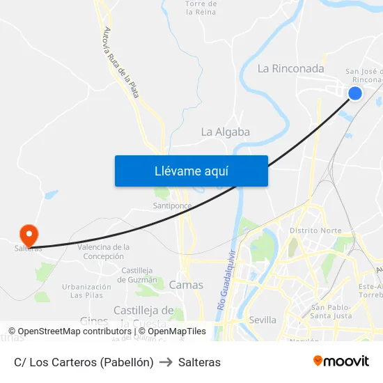 C/ Los Carteros (Pabellón) to Salteras map