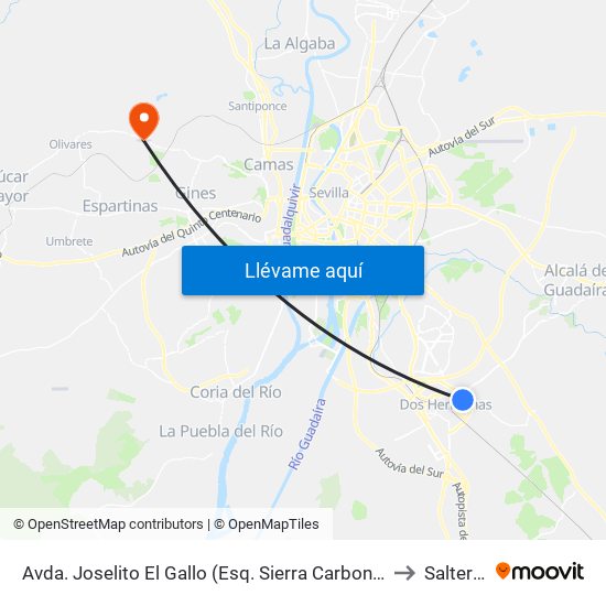 Avda. Joselito El Gallo (Esq. Sierra Carboneras) to Salteras map
