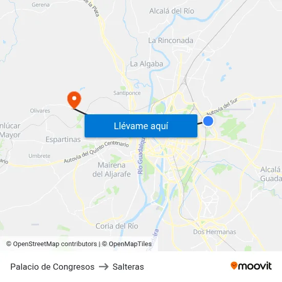 Palacio de Congresos to Salteras map