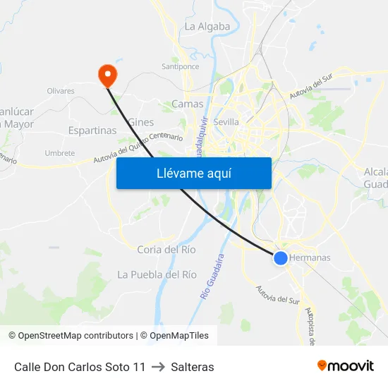 Calle Don Carlos Soto 11 to Salteras map