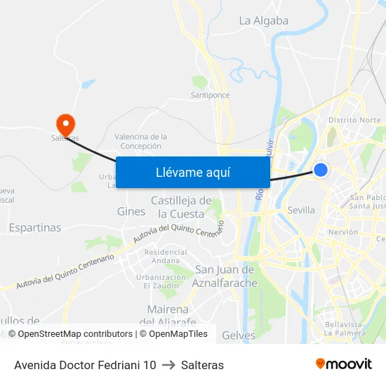 Avenida Doctor Fedriani 10 to Salteras map