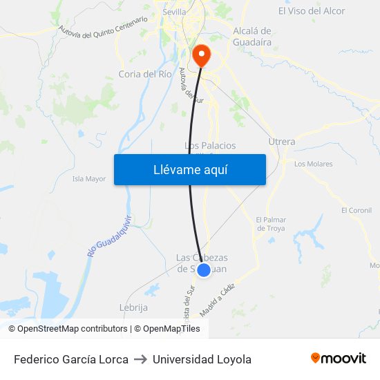 Federico García Lorca to Universidad Loyola map