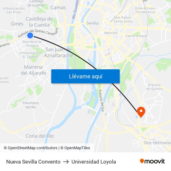 Nueva Sevilla Convento to Universidad Loyola map