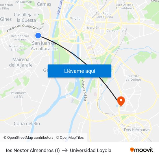 Ies Nestor Almendros (I) to Universidad Loyola map