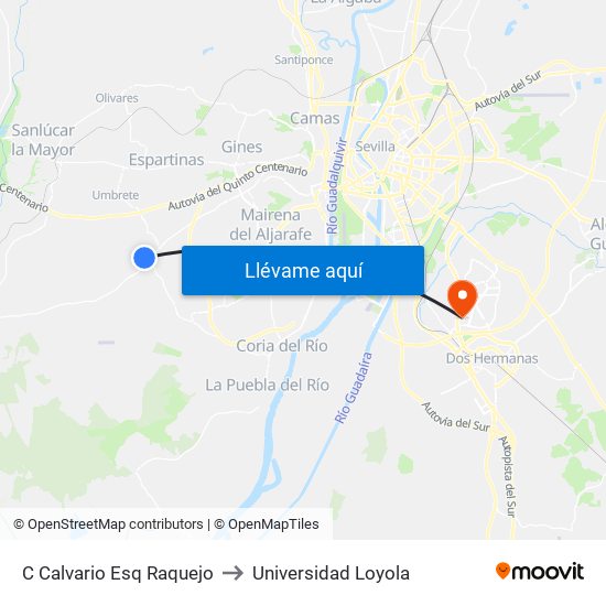 C Calvario Esq Raquejo to Universidad Loyola map