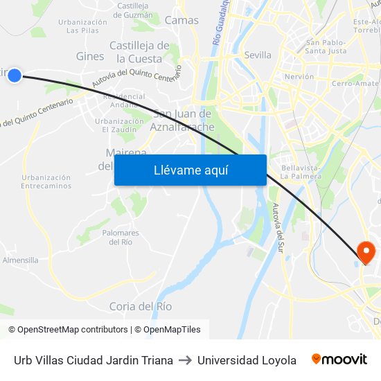 Urb Villas Ciudad Jardin Triana to Universidad Loyola map