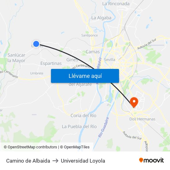 Camino de Albaida to Universidad Loyola map