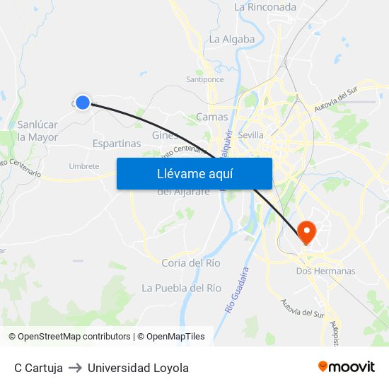 C Cartuja to Universidad Loyola map