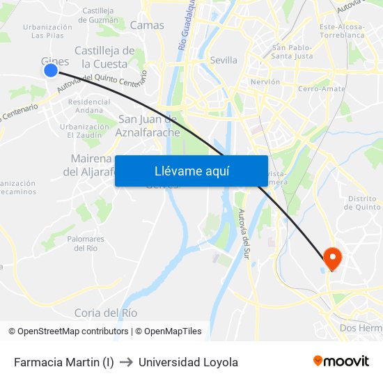 Farmacia Martin (I) to Universidad Loyola map