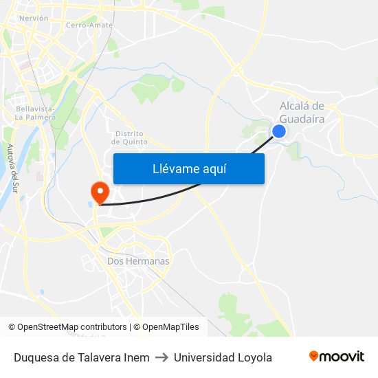 Duquesa de Talavera Inem to Universidad Loyola map
