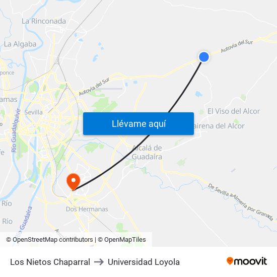 Los Nietos Chaparral to Universidad Loyola map