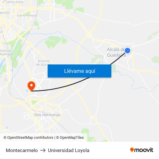 Montecarmelo to Universidad Loyola map