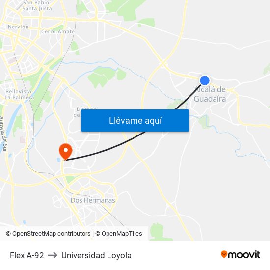 Flex A-92 to Universidad Loyola map