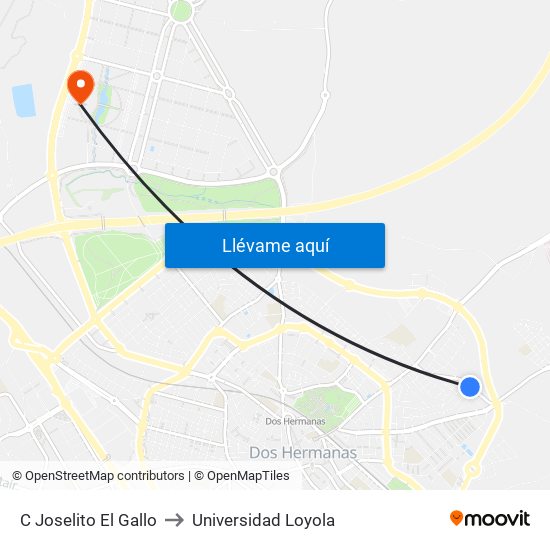 C Joselito El Gallo to Universidad Loyola map