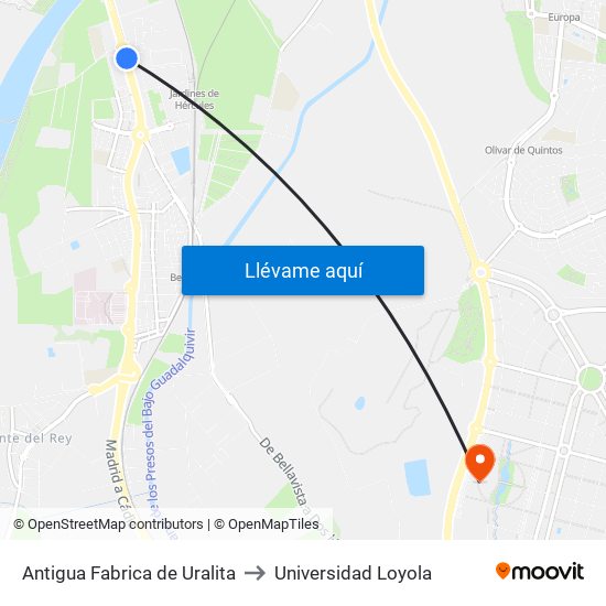 Antigua Fabrica de Uralita to Universidad Loyola map