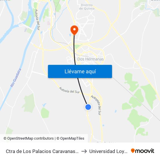 Ctra de Los Palacios Caravanas (V) to Universidad Loyola map