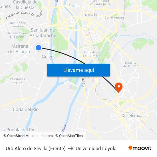 Urb Alero de Sevilla (Frente) to Universidad Loyola map