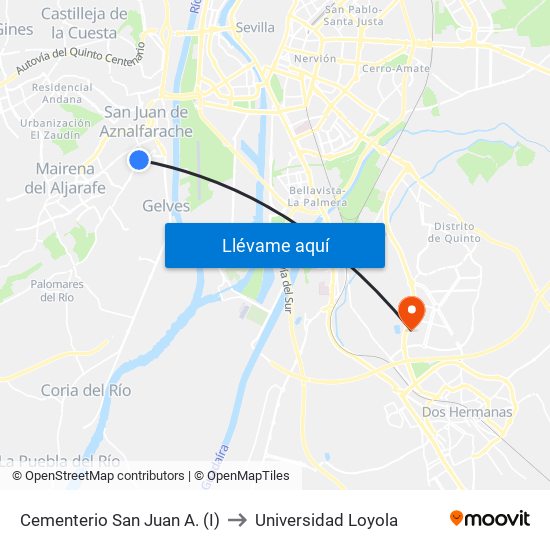 Cementerio San Juan A. (I) to Universidad Loyola map