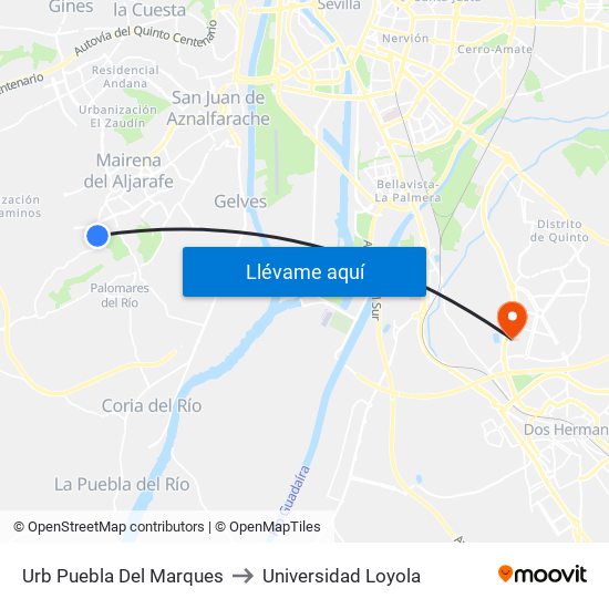 Urb Puebla Del Marques to Universidad Loyola map