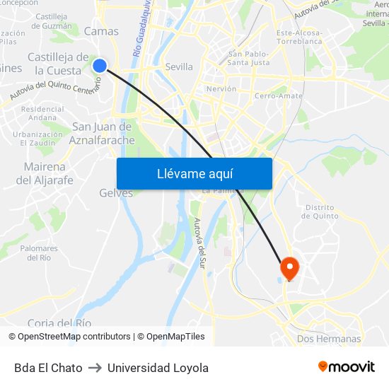 Bda El Chato to Universidad Loyola map