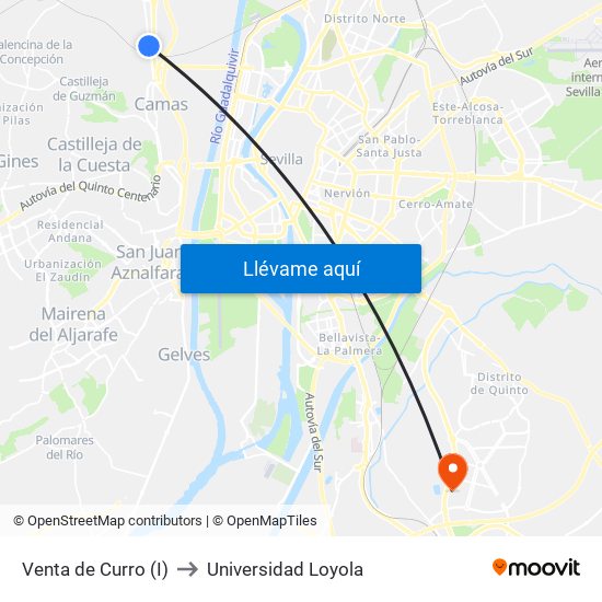 Venta de Curro (I) to Universidad Loyola map