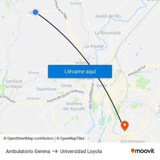 Ambulatorio Gerena to Universidad Loyola map