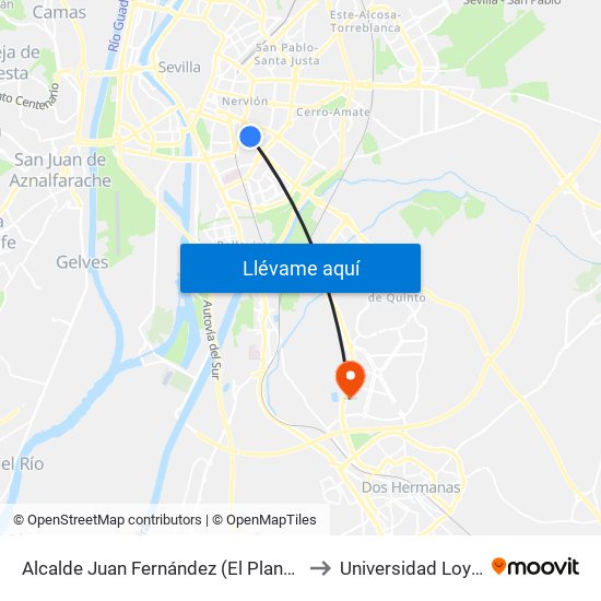 Alcalde Juan Fernández (El Plantinar) to Universidad Loyola map