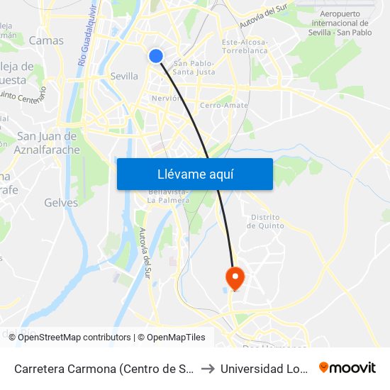 Carretera Carmona (Centro de Salud) to Universidad Loyola map