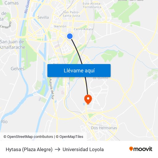 Hytasa (Plaza Alegre) to Universidad Loyola map