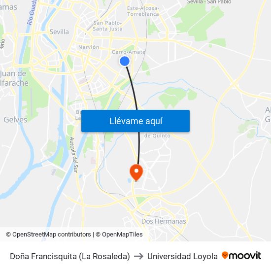 Doña Francisquita (La Rosaleda) to Universidad Loyola map