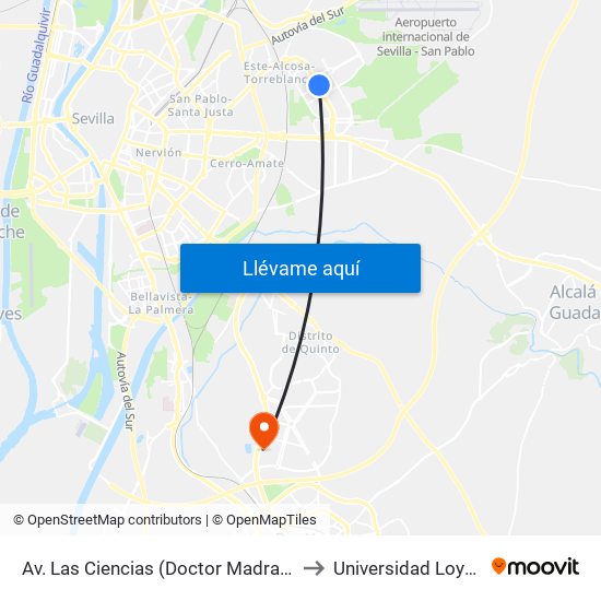 Av. Las Ciencias (Doctor Madrazo) to Universidad Loyola map