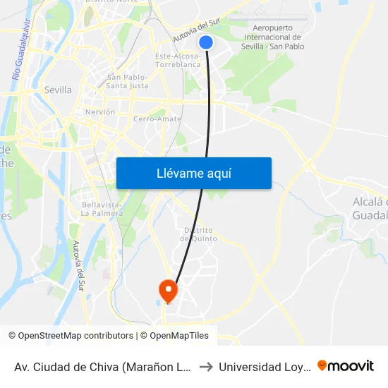 Av. Ciudad de Chiva (Marañon Lavin) to Universidad Loyola map