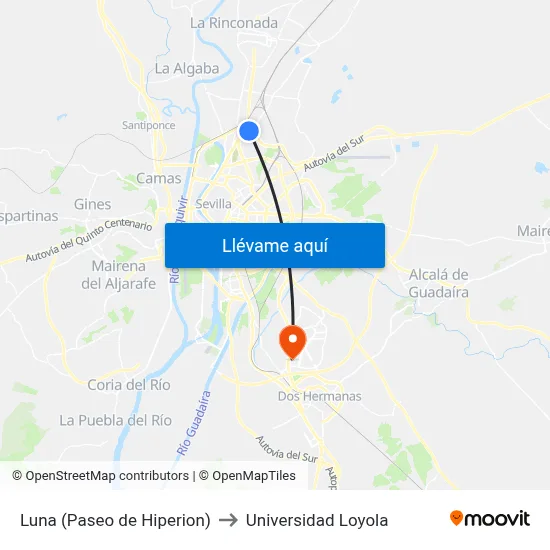 Luna (Paseo de Hiperion) to Universidad Loyola map