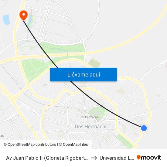 Av Juan Pablo II (Glorieta Rigoberta Menchú ) to Universidad Loyola map