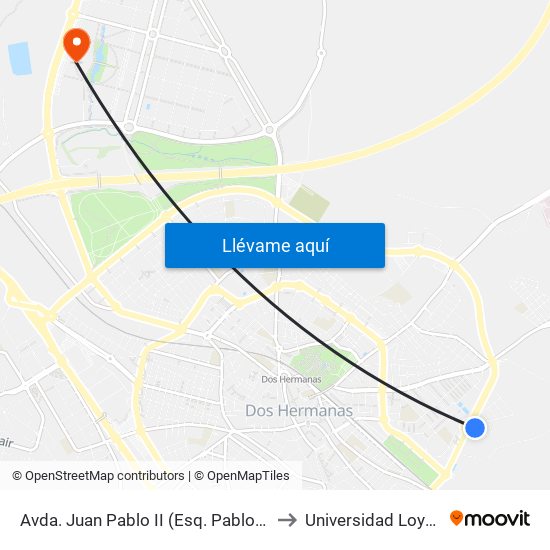 Avda. Juan Pablo II (Esq. Pablo Vi) to Universidad Loyola map