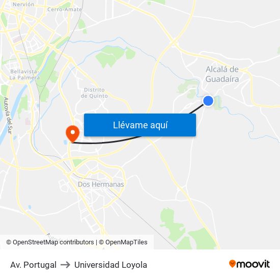 Av. Portugal to Universidad Loyola map